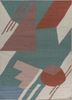 checkers blue wool flat weaves Rug - HeadShot