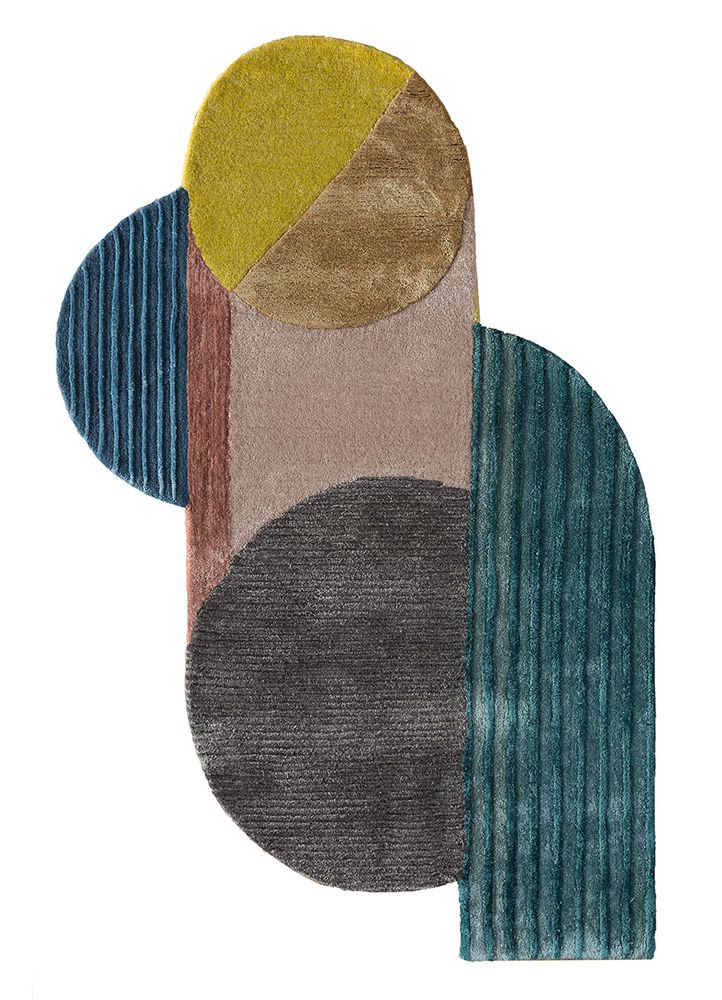 come around red and orange wool and viscose hand tufted Rug - HeadShot