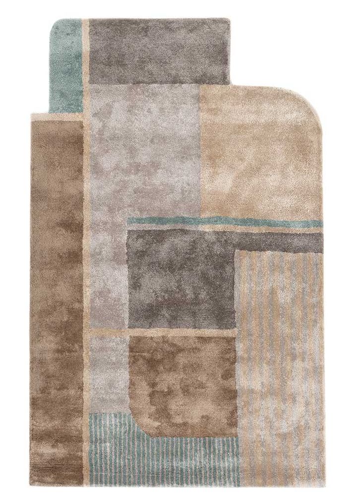 come around grey and black viscose hand tufted Rug - HeadShot