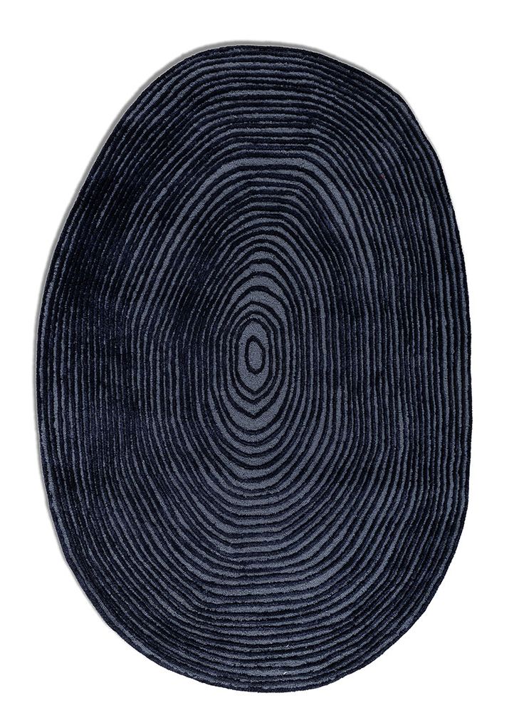 pathways blue wool and viscose hand tufted Rug - HeadShot