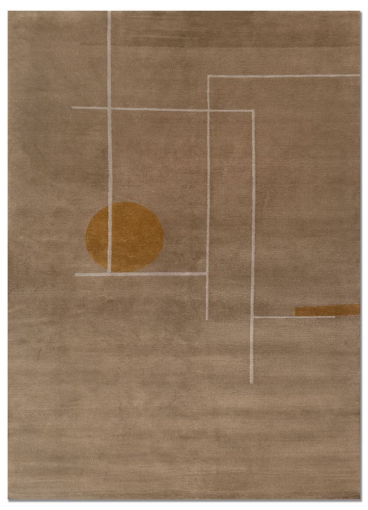 sthir beige and brown wool hand knotted Rug - HeadShot