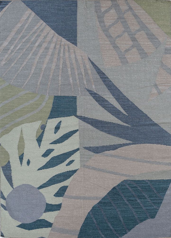 orenda grey and black wool flat weaves Rug - HeadShot