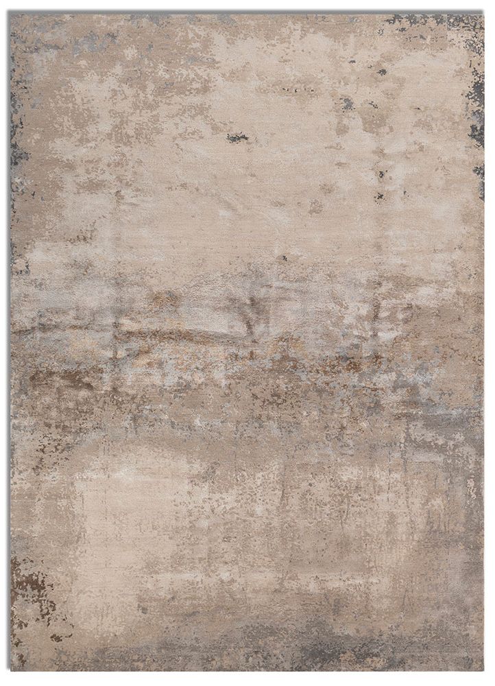 chaos theory by kavi ivory wool and bamboo silk hand knotted Rug - HeadShot