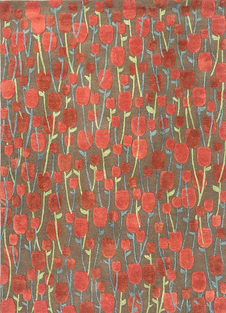 hacienda beige and brown wool and viscose hand tufted Rug - HeadShot