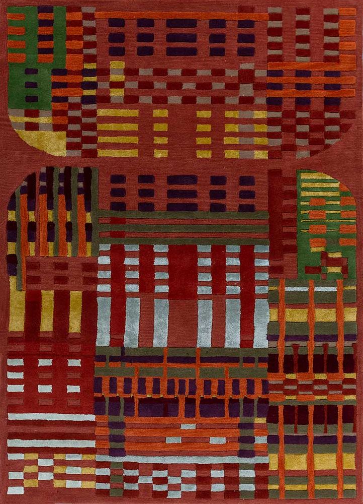 come around red and orange wool and viscose hand tufted Rug - HeadShot