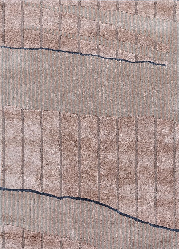 white noise red and orange wool and viscose hand tufted Rug - HeadShot