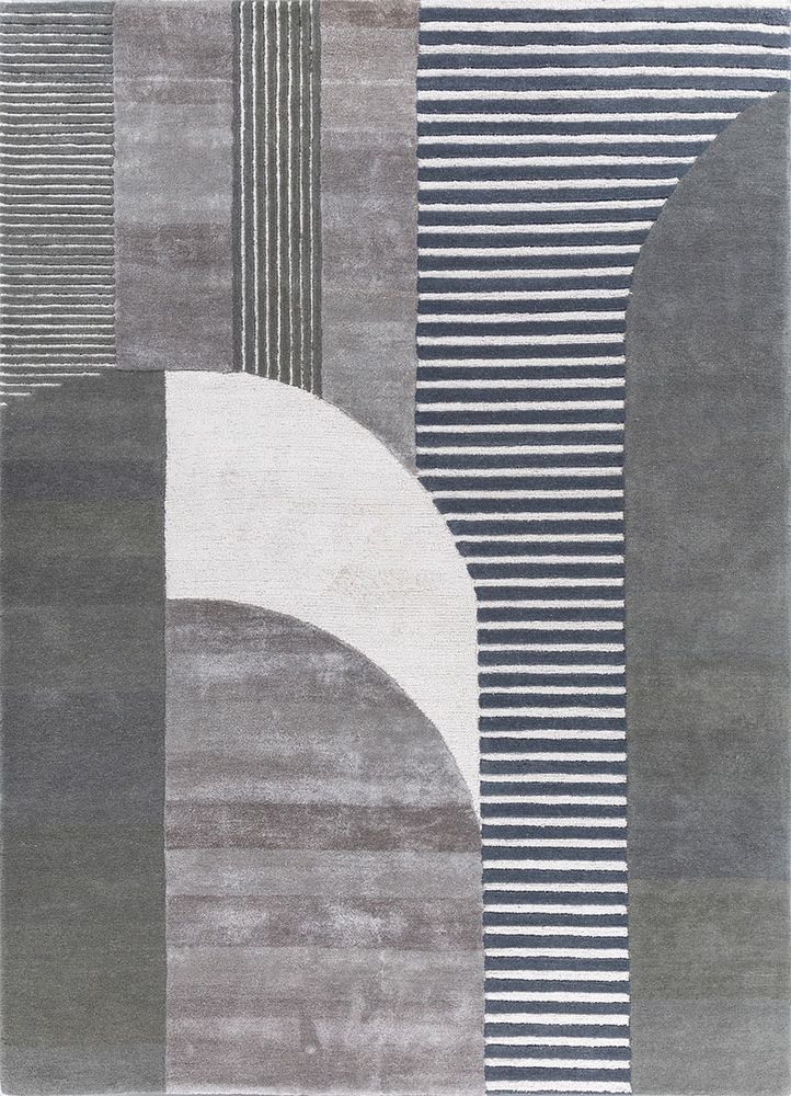 come around blue wool and viscose hand tufted Rug - HeadShot