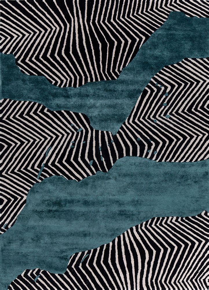 adrift grey and black wool and viscose hand tufted Rug - HeadShot