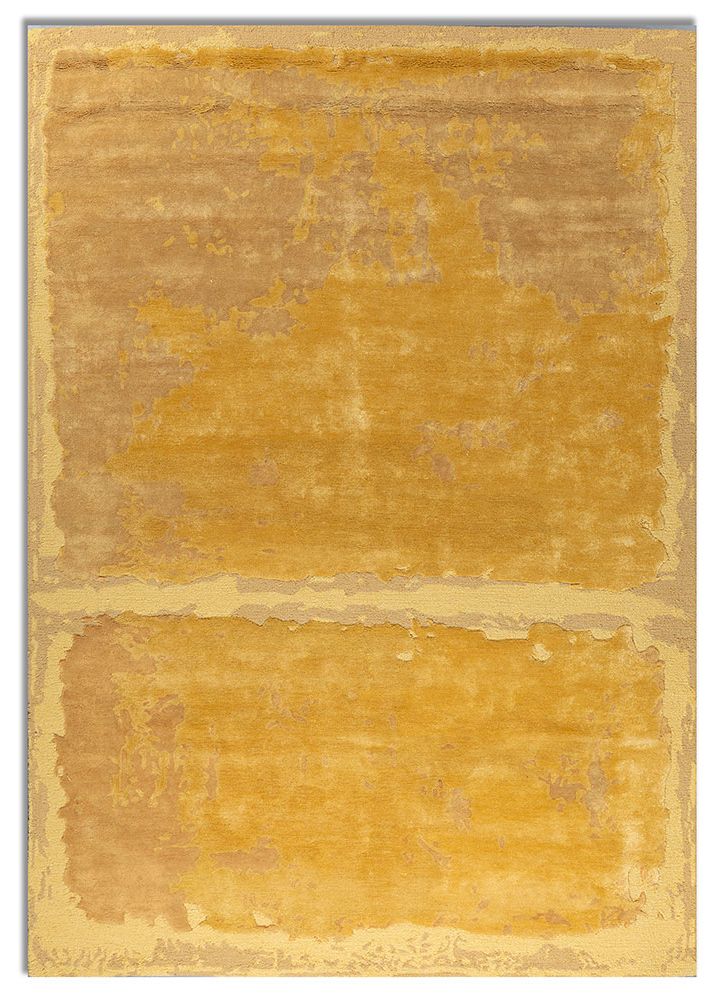 white noise gold wool and viscose hand tufted Rug - HeadShot