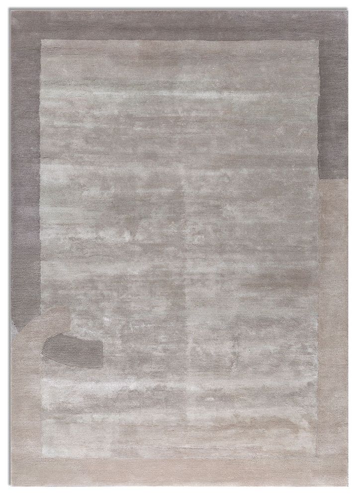 cera grey and black wool and viscose hand tufted Rug - HeadShot