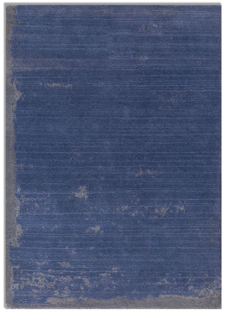 entropy blue polyester hand knotted Rug - HeadShot