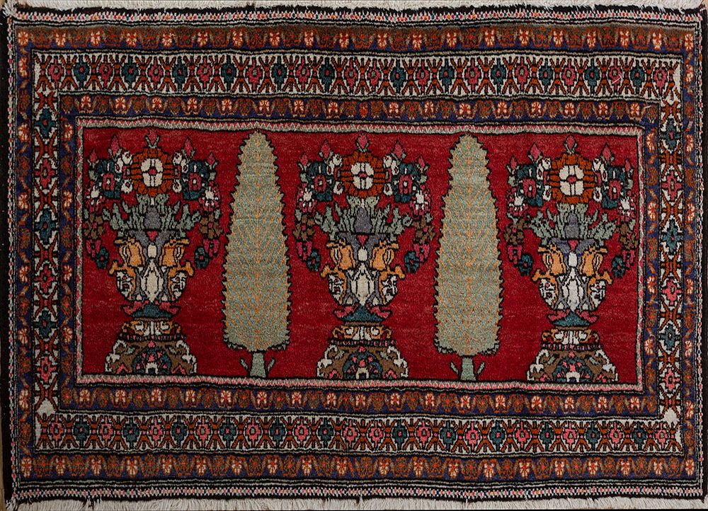 kiaan red and orange wool hand knotted Rug - HeadShot