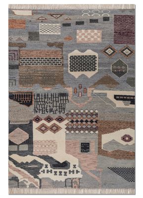 manchaha blue wool hand knotted Rug
