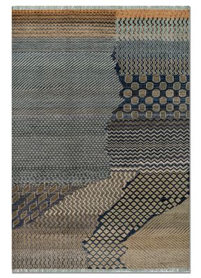 manchaha blue wool hand knotted Rug