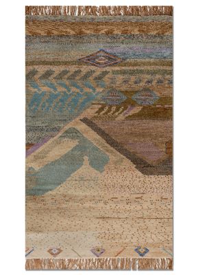 manchaha blue wool hand knotted Rug