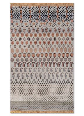manchaha red and orange wool and bamboo silk hand knotted Rug