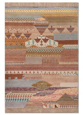 manchaha red and orange wool and bamboo silk hand knotted Rug