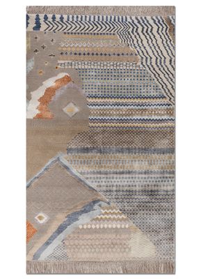 manchaha ivory wool and bamboo silk hand knotted Rug