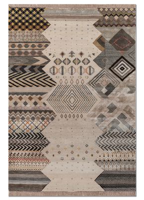 manchaha ivory wool and bamboo silk hand knotted Rug