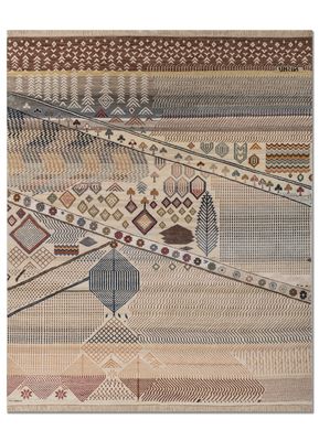 manchaha ivory wool and bamboo silk hand knotted Rug