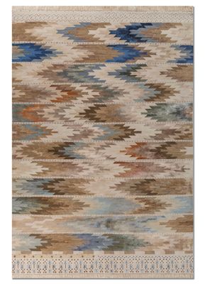 manchaha ivory wool and bamboo silk hand knotted Rug