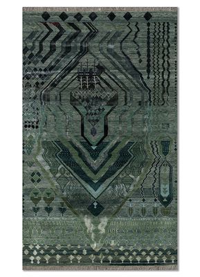 freedom manchaha green wool and bamboo silk hand knotted Rug