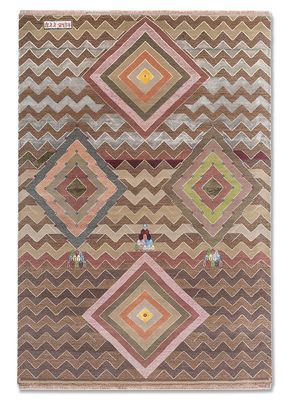 freedom manchaha pink and purple wool and bamboo silk hand knotted Rug