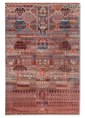 freedom manchaha red and orange wool and bamboo silk hand knotted Rug