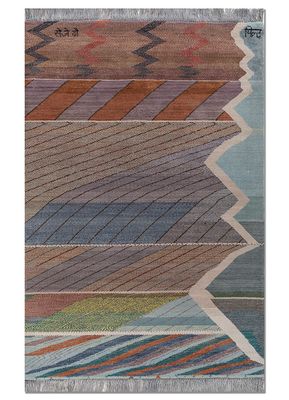freedom manchaha pink and purple wool and bamboo silk hand knotted Rug