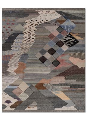 freedom manchaha grey and black wool and bamboo silk hand knotted Rug
