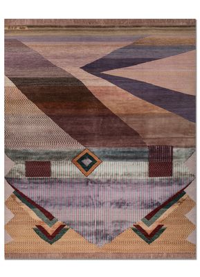 freedom manchaha blue wool and bamboo silk hand knotted Rug
