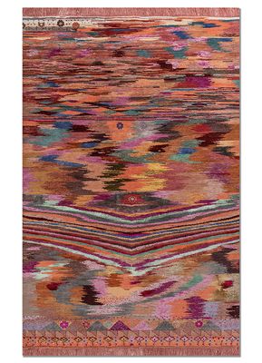 freedom manchaha red and orange wool and bamboo silk hand knotted Rug