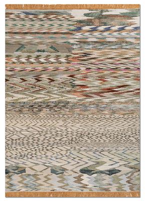 freedom manchaha green wool and bamboo silk hand knotted Rug