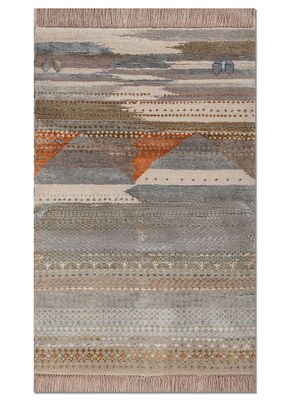 freedom manchaha ivory wool and bamboo silk hand knotted Rug