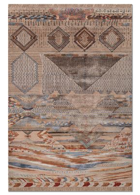 freedom manchaha blue wool and bamboo silk hand knotted Rug