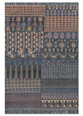 manchaha blue wool hand knotted Rug