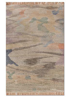 kavi x manchaha beige and brown wool hand knotted Rug