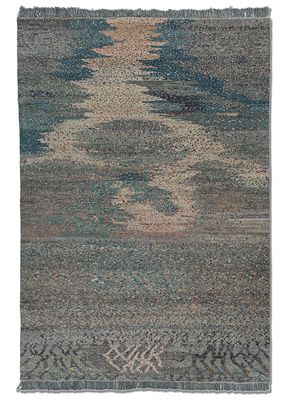 kavi x manchaha blue wool hand knotted Rug