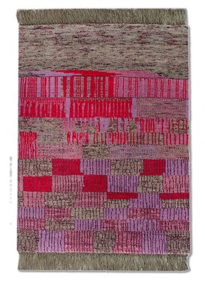 kavi x manchaha pink and purple wool hand knotted Rug