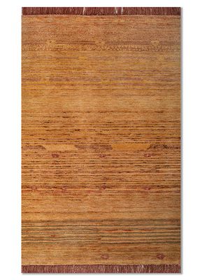 kavi x manchaha red and orange wool hand knotted Rug
