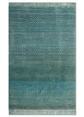 kavi x manchaha green wool hand knotted Rug