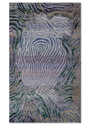 kavi x manchaha green wool hand knotted Rug