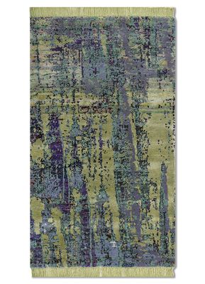 kavi x manchaha blue wool hand knotted Rug