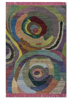 kavi x manchaha beige and brown wool hand knotted Rug