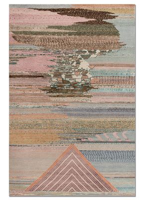 kavi x manchaha blue wool and bamboo silk hand knotted Rug