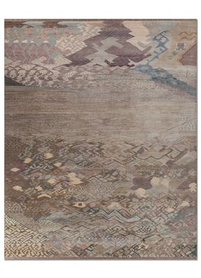 kavi x manchaha grey and black wool and bamboo silk hand knotted Rug