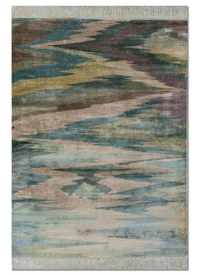 kavi x manchaha gold bamboo silk hand knotted Rug