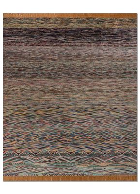 kavi x manchaha beige and brown wool hand knotted Rug