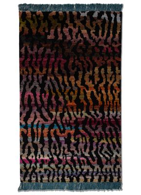 kavi x manchaha grey and black wool and silk hand knotted Rug