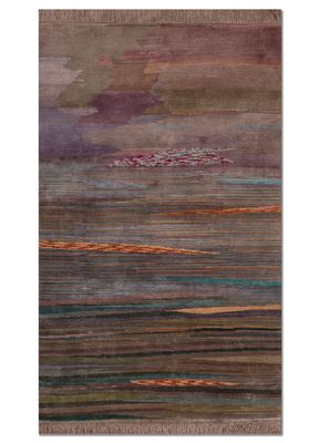 kavi x manchaha red and orange wool and silk hand knotted Rug